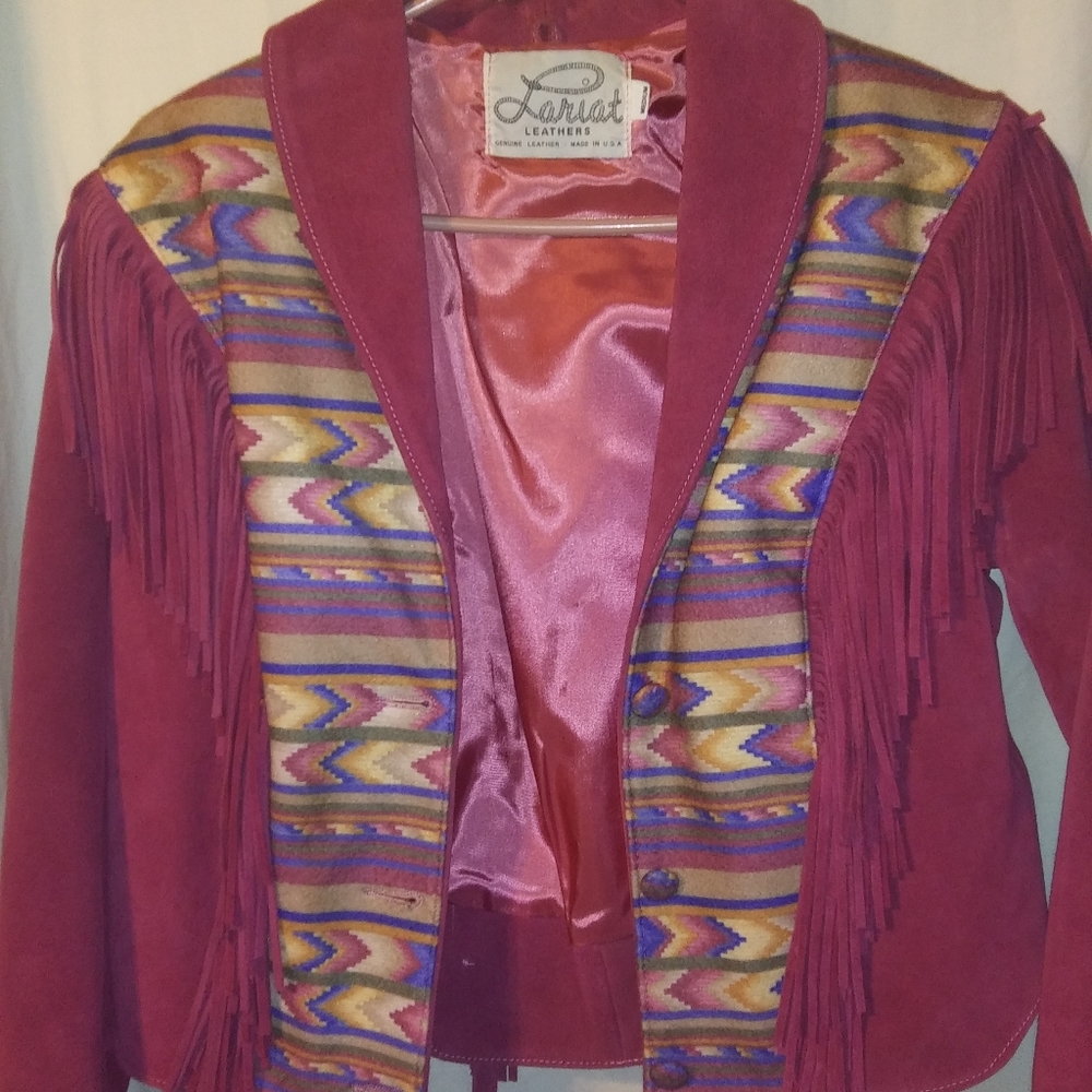 Vintage rare lariat suede coat and wrap skirt